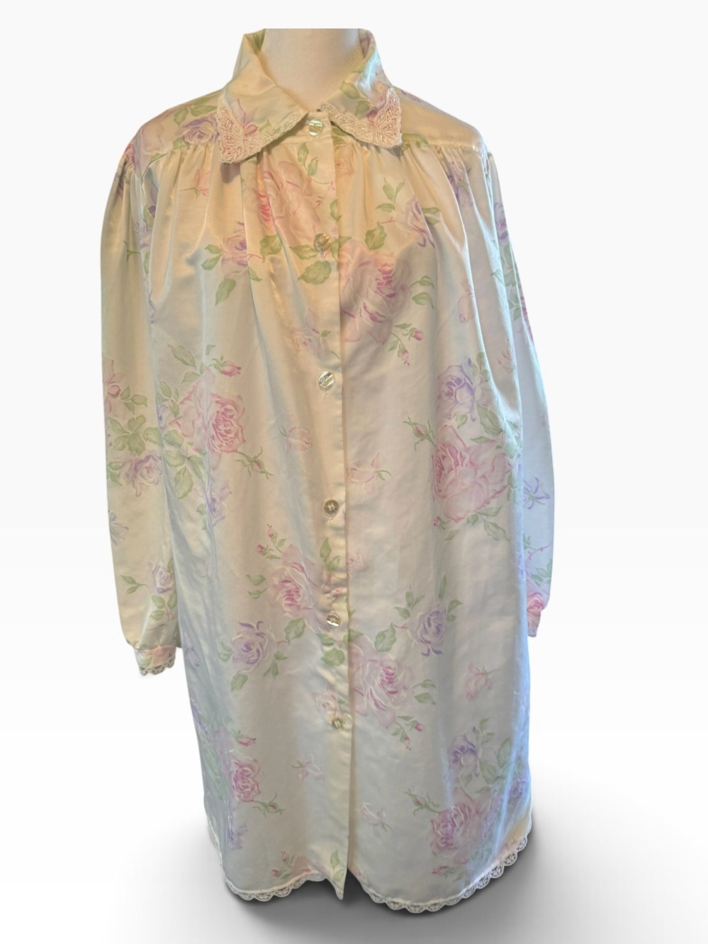 Women’s Vintage Cachet floral sleepshirt/duster robe EUC Size large